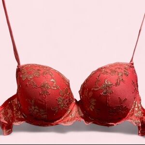 Like New 34B Dream Angels Salmon and Gold Victoria’s Secret Demi Lace Bra